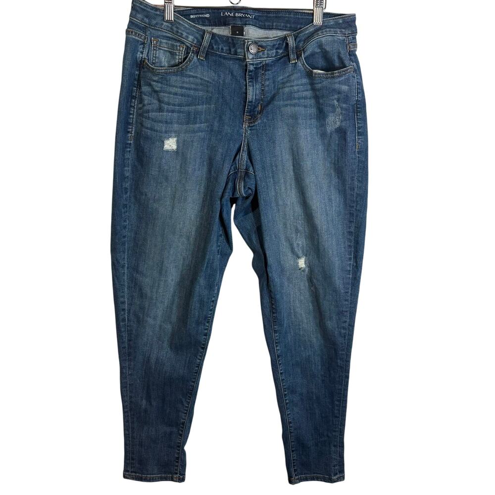 Lane Bryant Boyfriend Skinny Jeans Womens Sz 16 Distressed Medium Wash